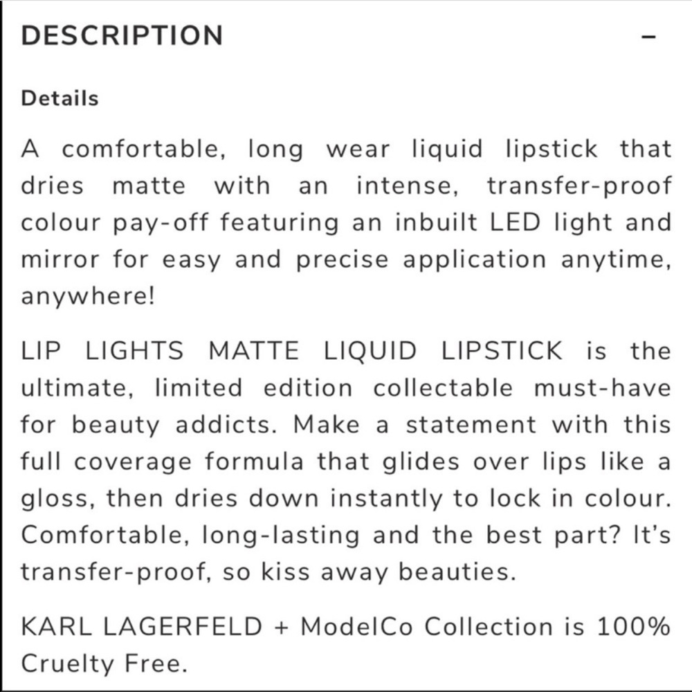 KARL LAGERFELD + MODELCO Lip Lights Matte Lipstick - Picture 7 of 7